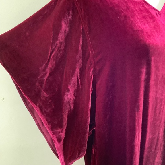 Eileen Fisher Hibiscus Velvet V-neck Kimono Dress - Picture 5 of 12